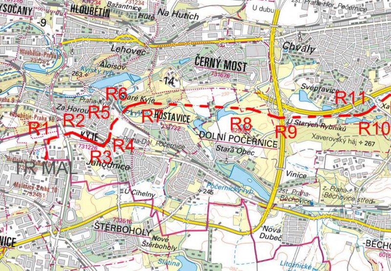 P�estavba st�vaj�c�ho dvojit�ho veden� o nap�ov� hladin� 220 kV na dvojit� veden� o nap�ov� hladin� 400 kV v �seku od rozvodny Male�ice, p�es such� poldr a vrch �ihadla, do rozvodny 420 kV �echy St�ed (okres Praha - v�chod)